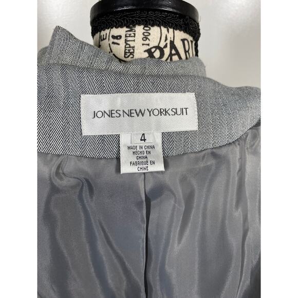 Jones New York Suit Gray with Ghost Stripes One Button Blazer Jacket Size 4 - Picture 5 of 9
